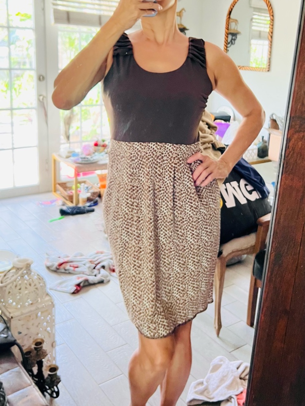 Apostrophe Leopard-Print Skirt Mini Dress price reflects its Like New